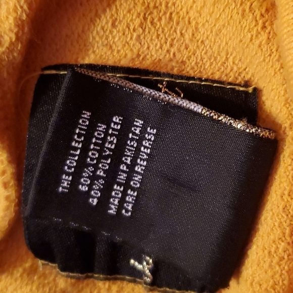 VINTAGE 90s-Y2K Baby Phat Mustard Yellow Gold Spell Out Off-Shoulder Jumpsuit M - Picture 16 of 16